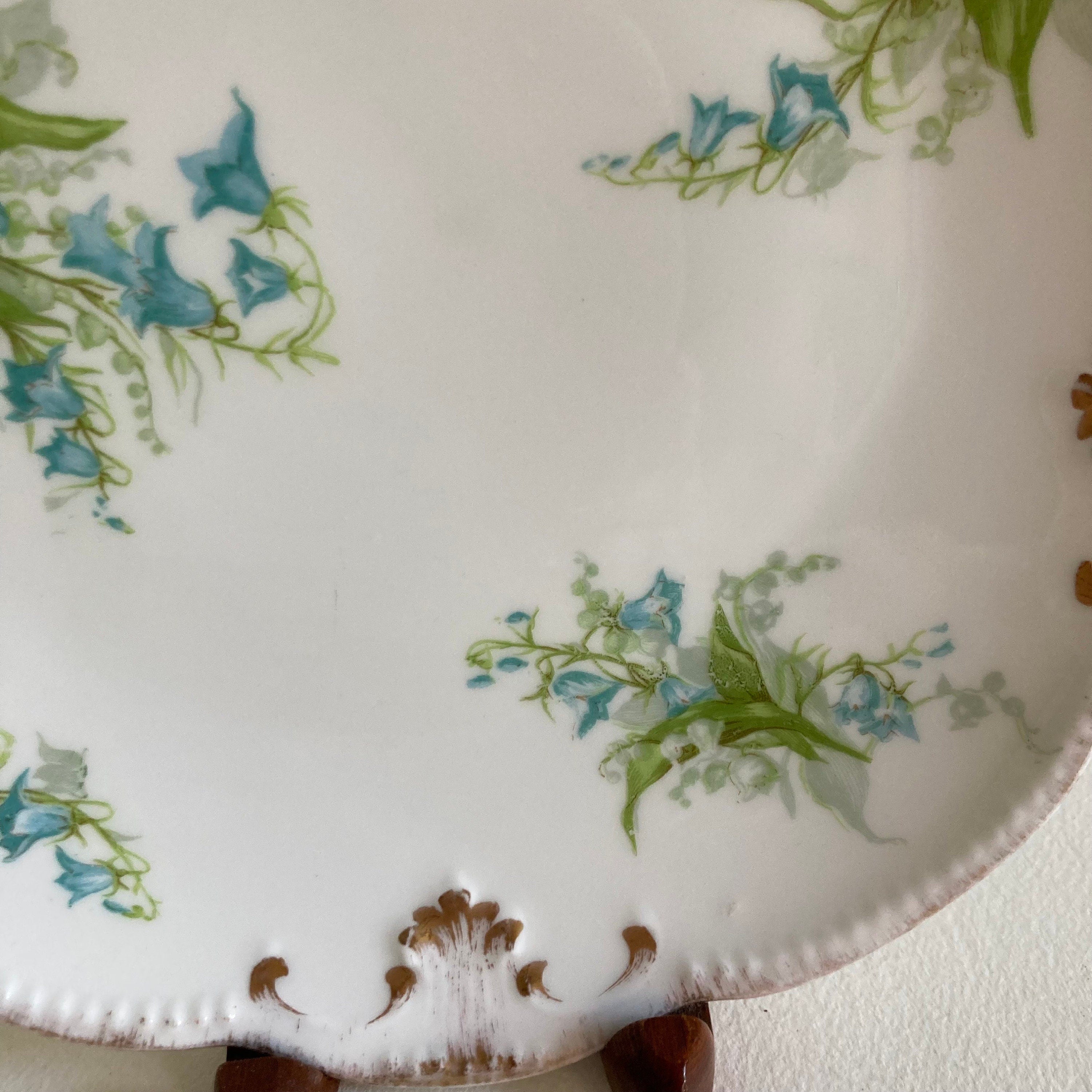 Antique Limoges Porcelain Plate: Hand-Painted Floral, Gold Detail