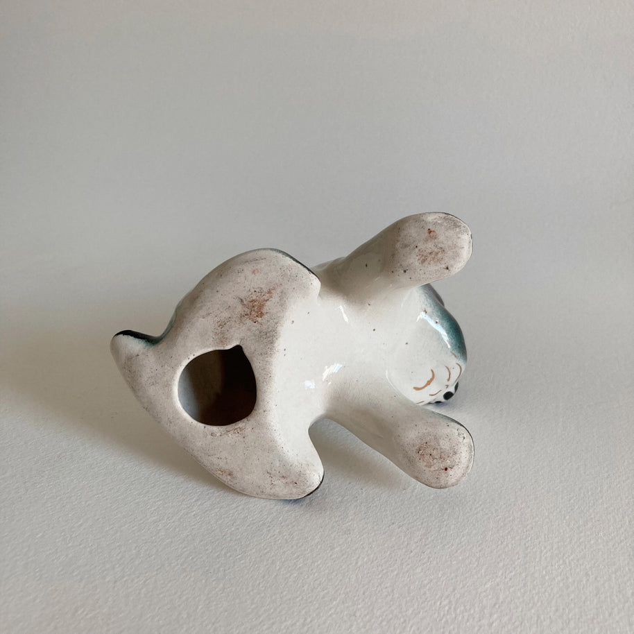 AS IS Vintage 1930s Scottie Dog Statue: Ceramic Scottish Terrier with Gold Accents
