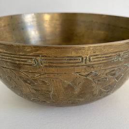 Vintage Chinese Brass Bowls - Dragon & Animal Etchings - Set of 2