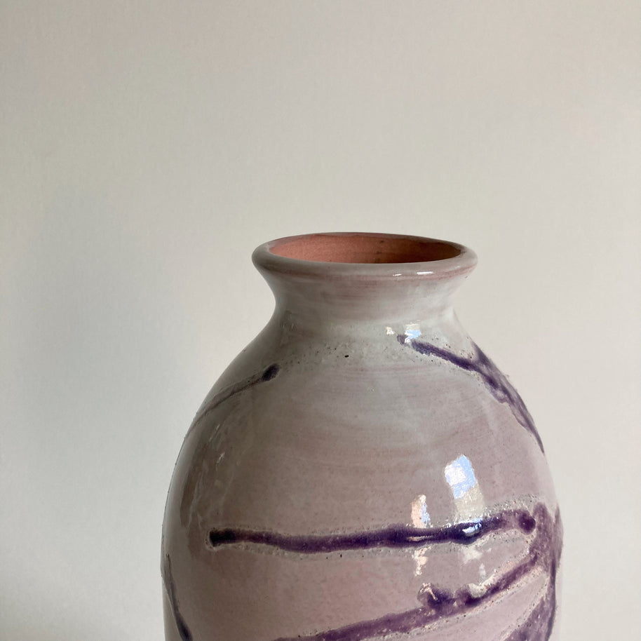 Leftwich Pottery Vase: Dark Purple Abstract Glaze, NC Studio Art