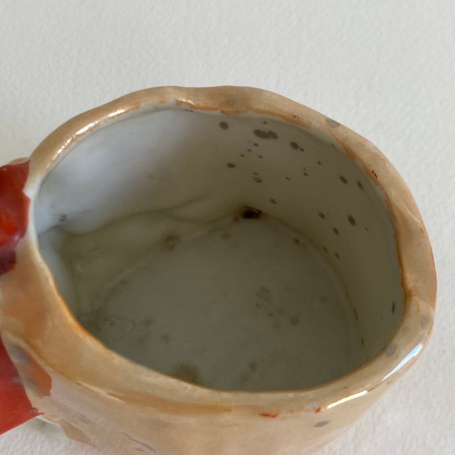 1930s Japanese Lusterware Planter: Boy with Dog Pen Cup