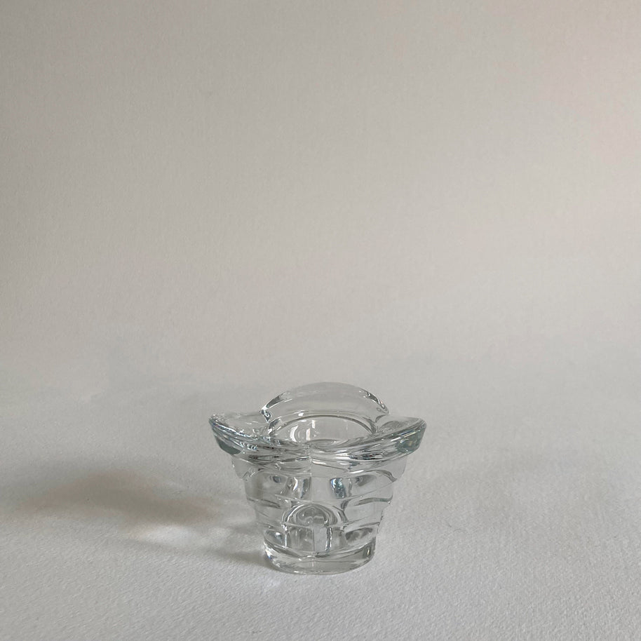Italian Glass Candle Votive: Clover Shape, Ribbed Profile