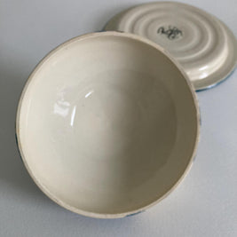 Artist Signed Ceramic Butter Dish: Abstract Mountain & Chair Design