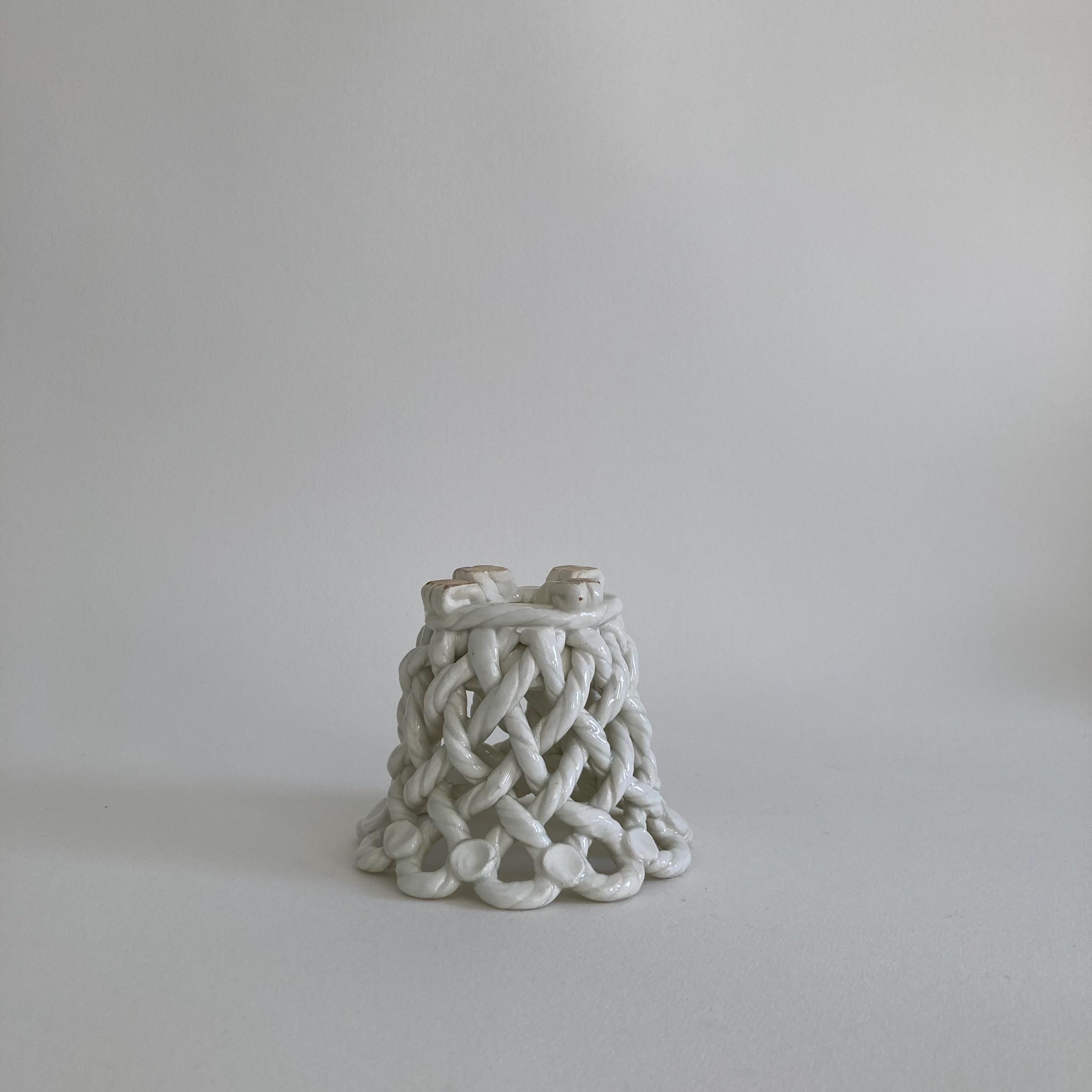 Vintage Goodfriend Ceramic Planter: Twisted Rope Design, High Gloss Glaze