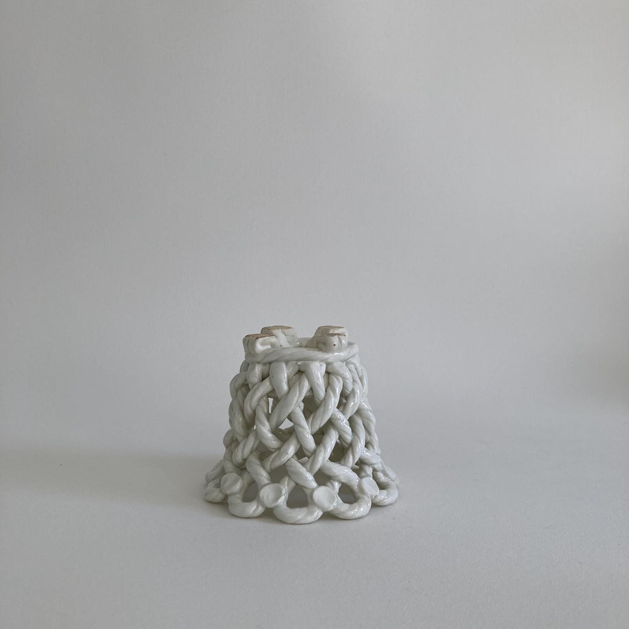 Vintage Goodfriend Ceramic Planter: Twisted Rope Design, High Gloss Glaze