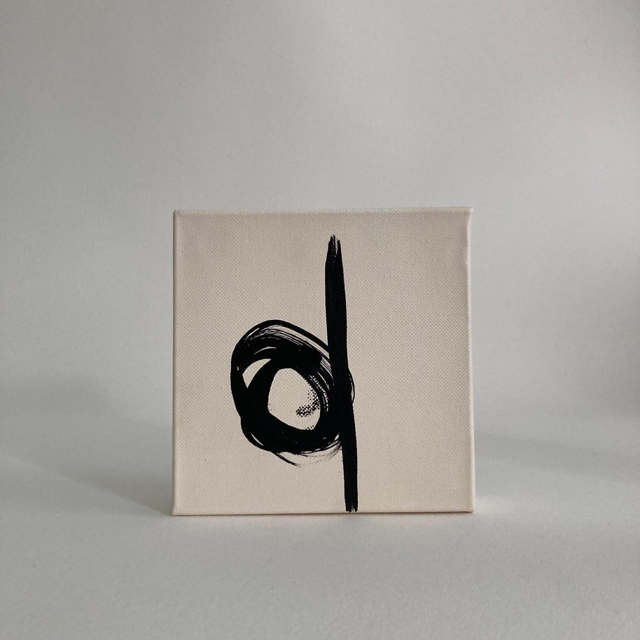 Original Abstract Painting on Canvas: Black & Ivory Modern Art, 6x6"