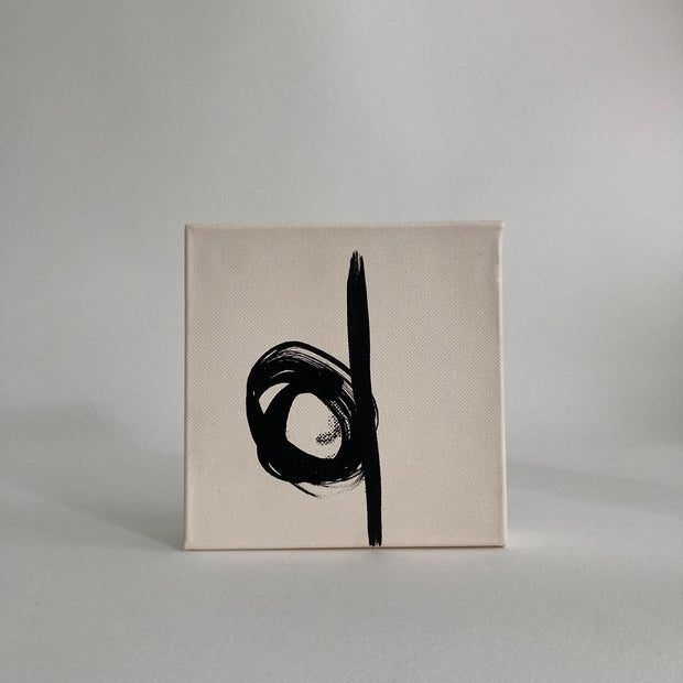 Original Abstract Painting on Canvas: Black & Ivory Modern Art, 6x6"