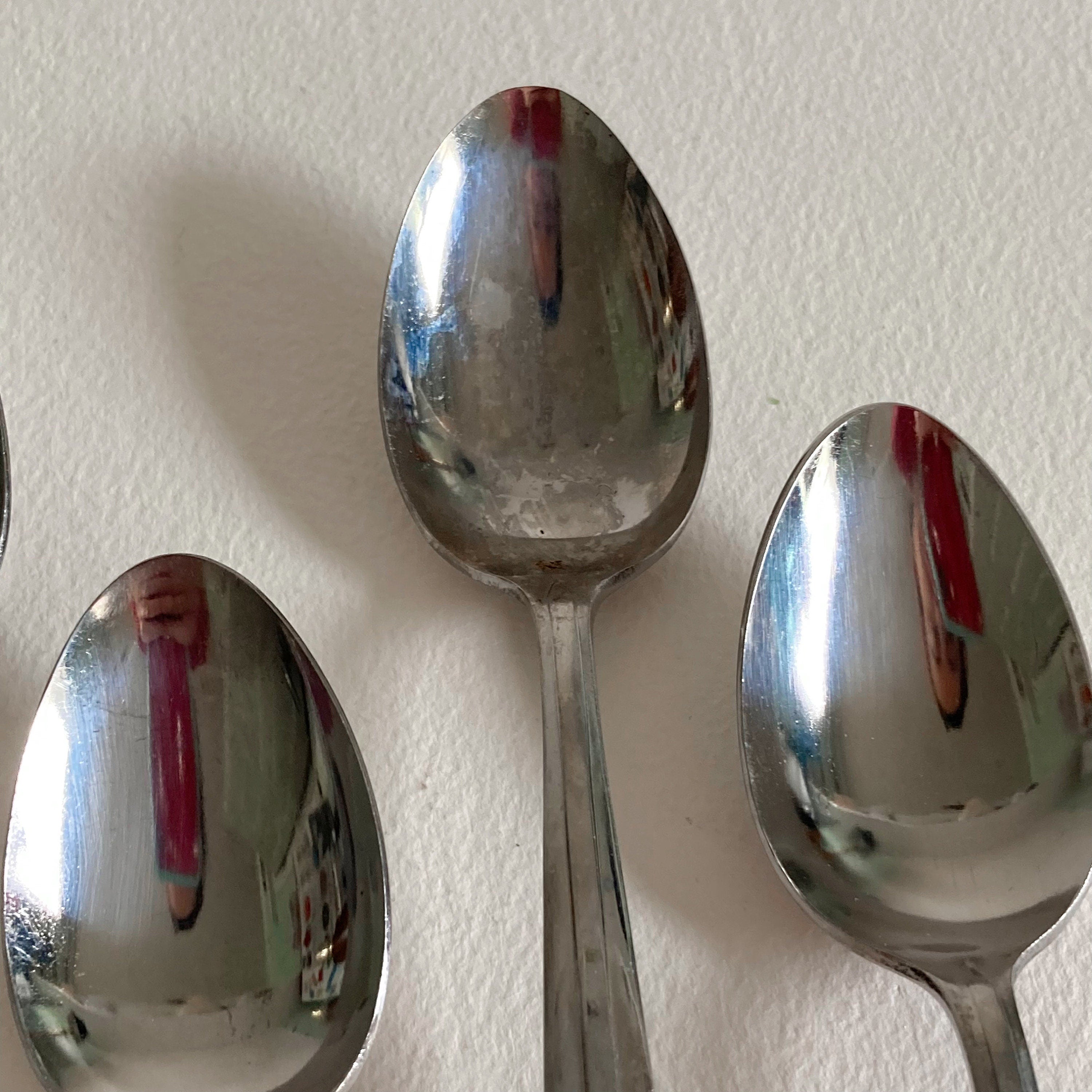 Vintage Mid Century Modern Teaspoons - Set of 7 - Japanese Stainless Steel