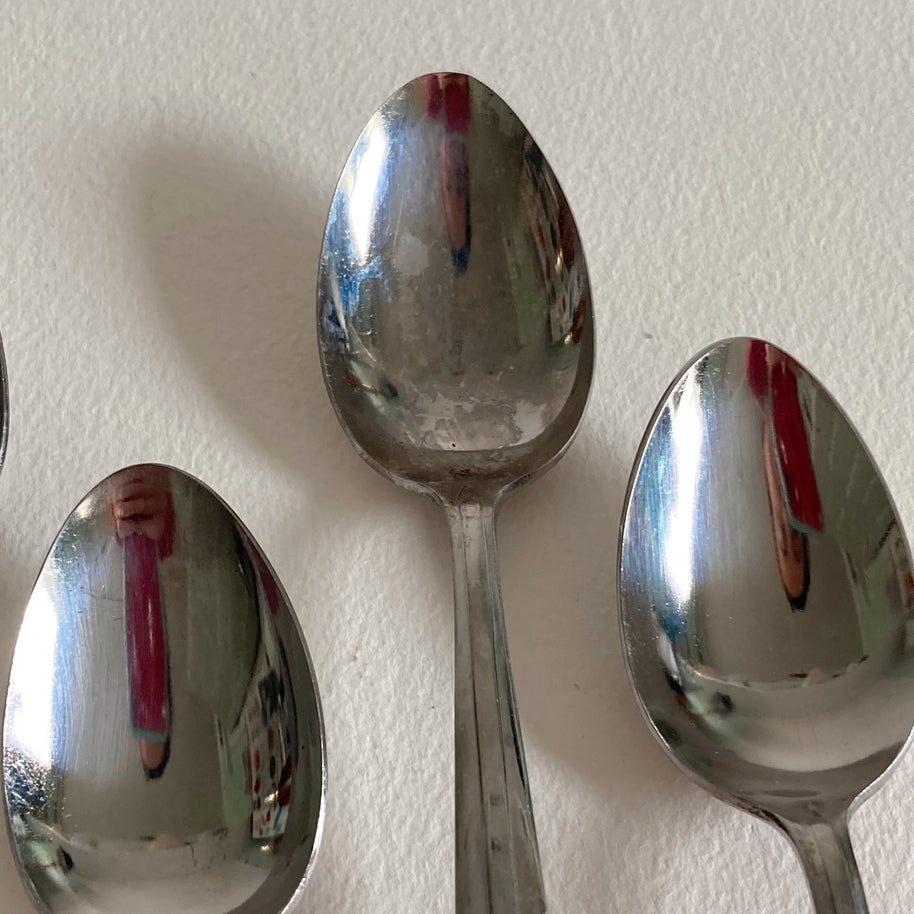 Vintage Mid Century Modern Teaspoons - Set of 7 - Japanese Stainless Steel