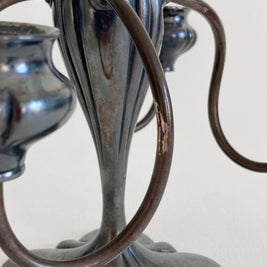 Art Nouveau Silver Plate Candelabra: Barbour Gothic 5-Arm Candle Holder