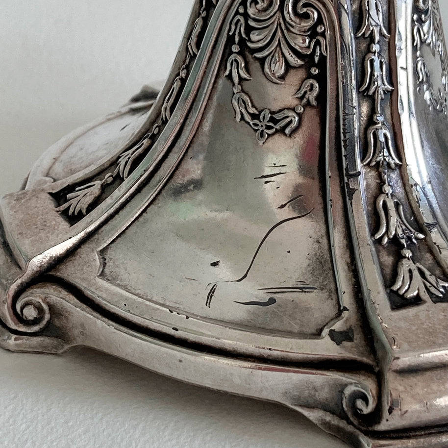 Edwardian Silver Plate Candlesticks - Floral Swag Design - Circa 1900