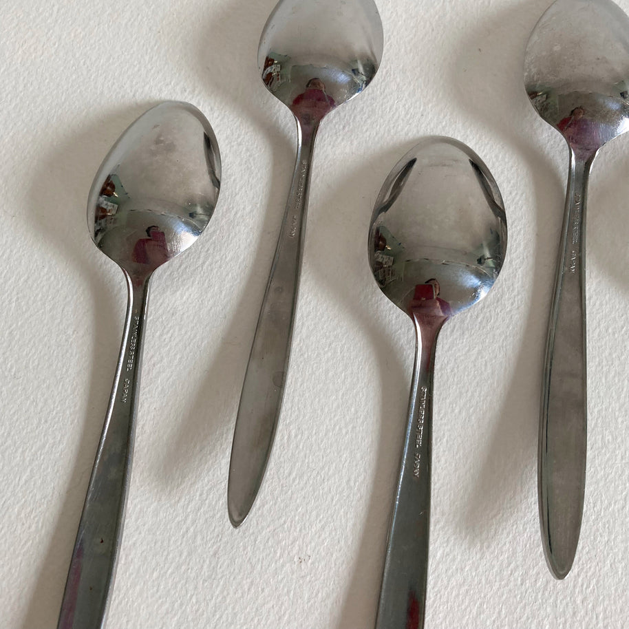 Vintage Mid Century Modern Teaspoons - Set of 7 - Japanese Stainless Steel