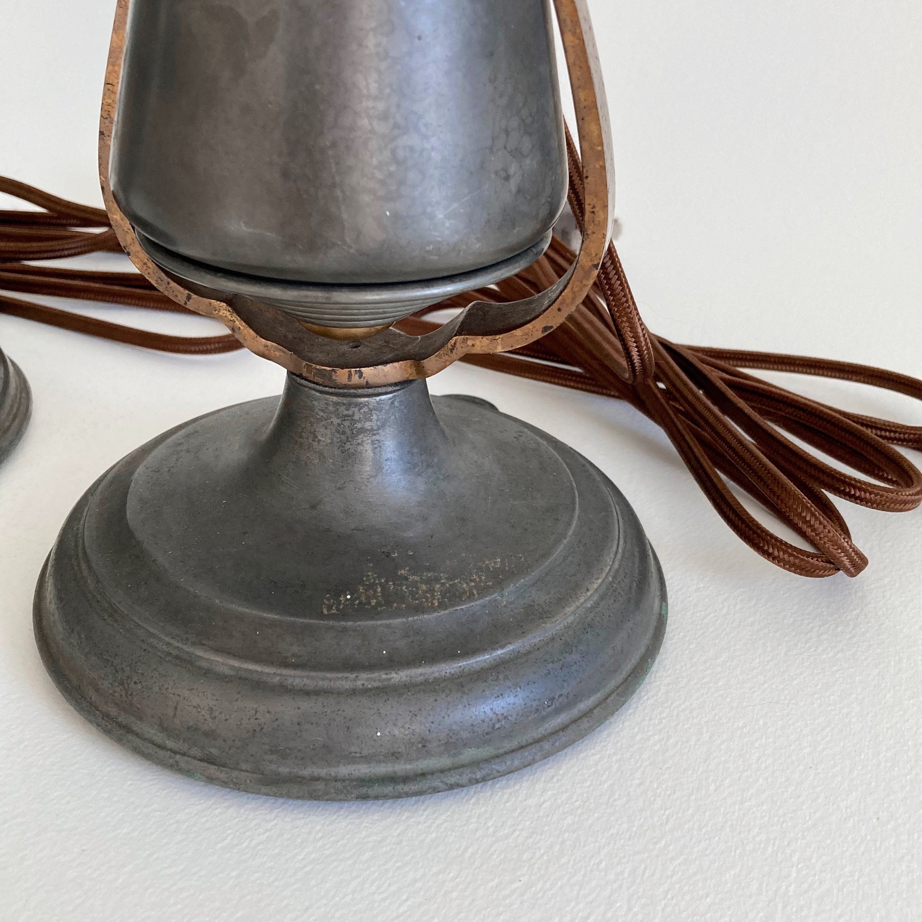 Antique Pewter Gimbal Lights: Nautical Table or Wall Sconces - Rewired