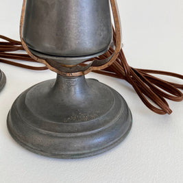 Antique Pewter Gimbal Lights: Nautical Table or Wall Sconces - Rewired