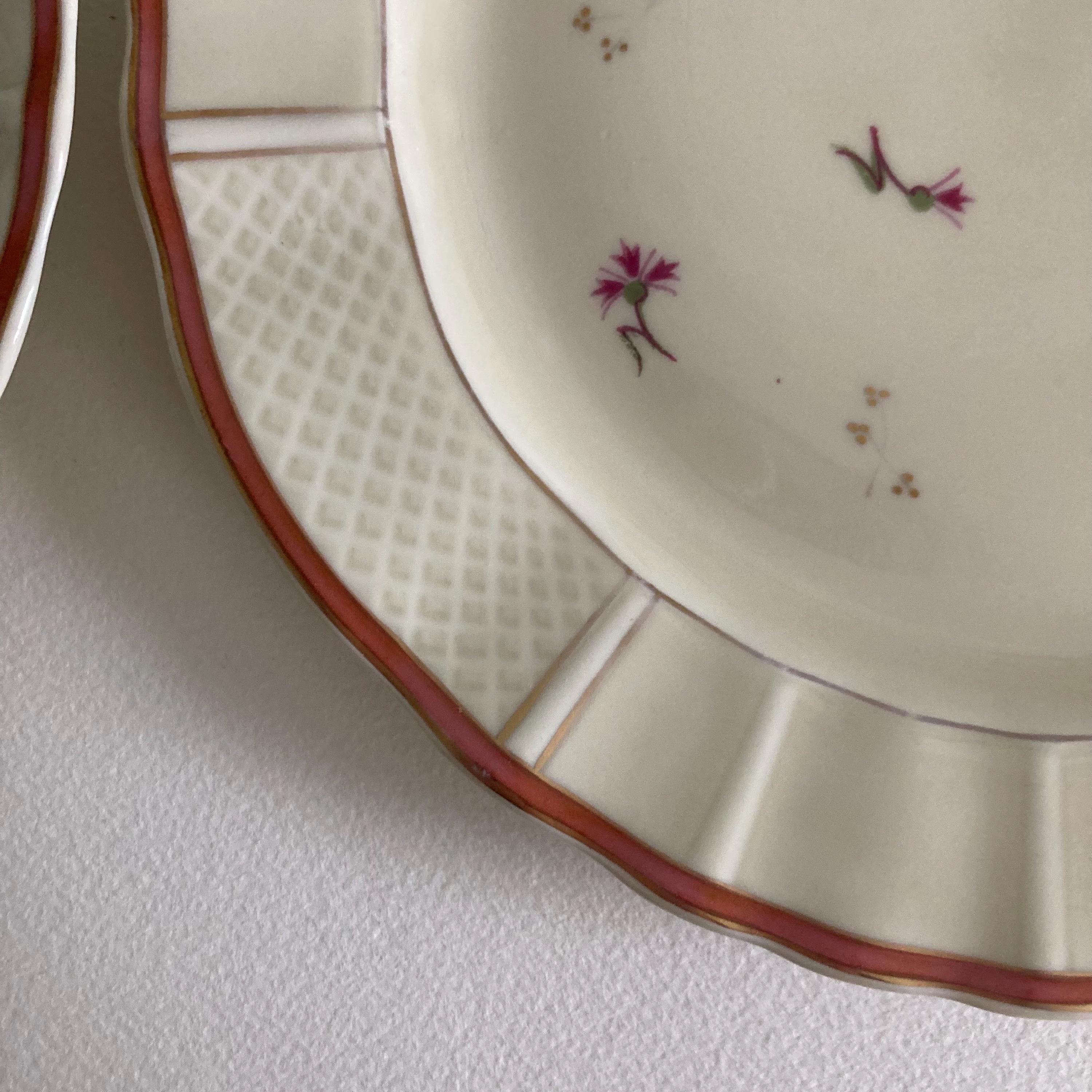 Vintage Limoges France Porcelain Salad Luncheon Plates - Set of 4 - Floral & Gold