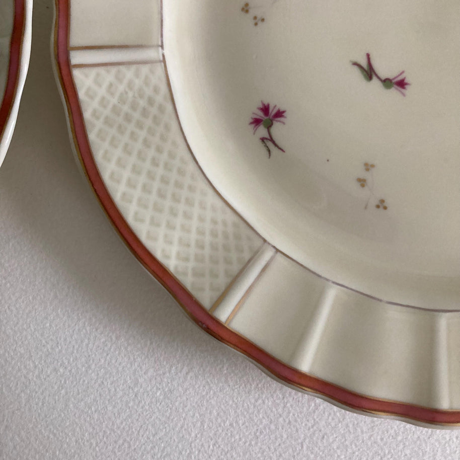 Vintage Limoges France Porcelain Salad Luncheon Plates - Set of 4 - Floral & Gold