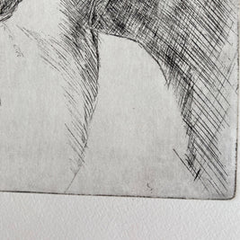 Mid-Century Etching: Young Woman Portrait, 1950s Female Artwork