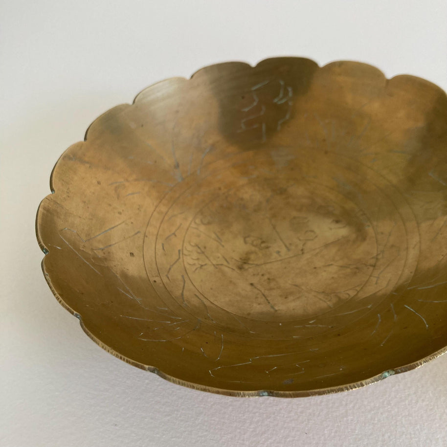 Vintage Brass Trinket Bowls - Chinese Designs - Set of 3