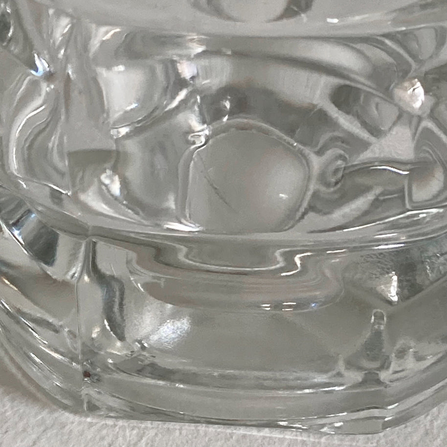 French Geometric Glass Vase: Cubist Modernist Design, Made in France