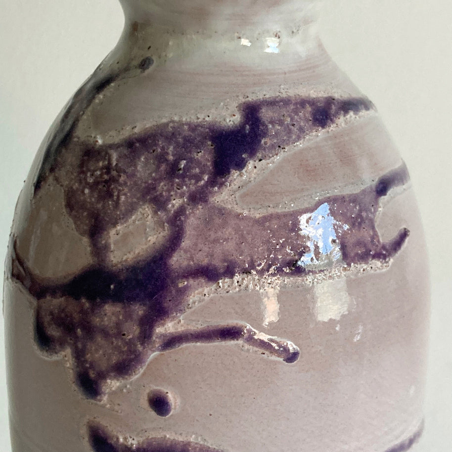 Leftwich Pottery Vase: Dark Purple Abstract Glaze, NC Studio Art