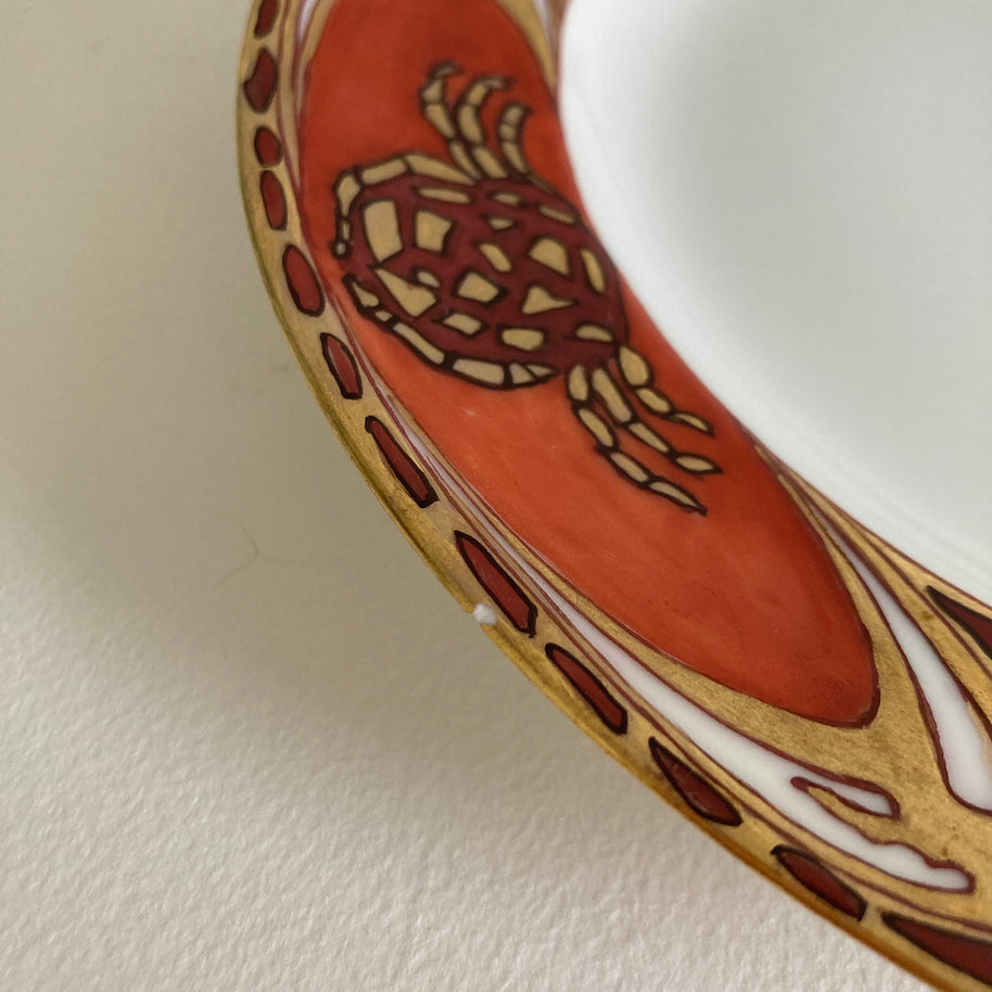 Antique Art Nouveau Aesthetic Style Theo. Haviland French Limoges Porcelain Plates: Spider Design, Set of 3