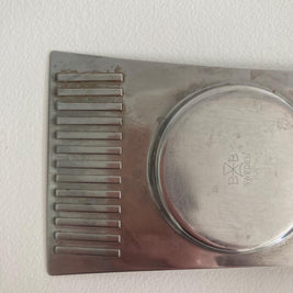 Mid Century Modern Glass and Metal Hourglass Salt & Pepper Shaker Set with Tray - BB Sweden - Bowtie Tray - Vintage Salt and Pepper Shakers