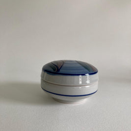 Signed Studio Pottery Lidded Container: Abstract Hand-Painted Design