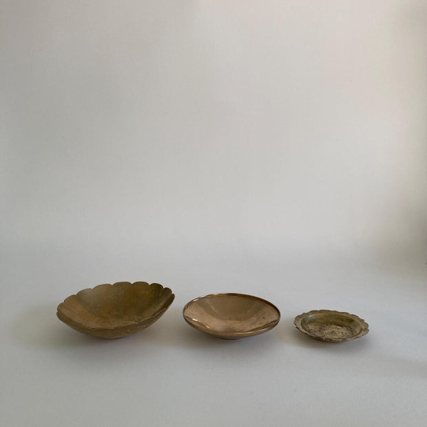 Vintage Brass Trinket Bowls - Chinese Designs - Set of 3