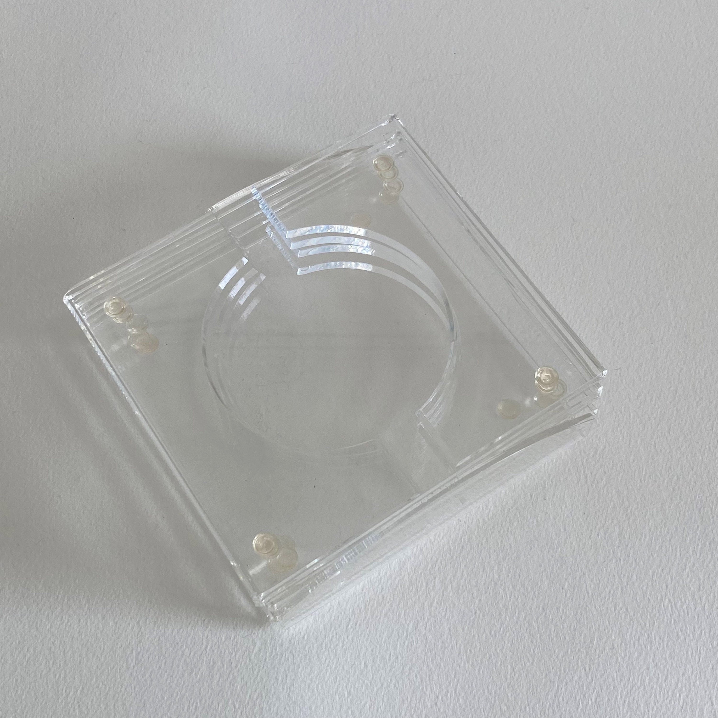Vintage Lucite Coaster Set with Holder: 1970s Acrylic Barware