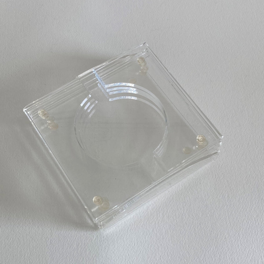 Vintage Lucite Coaster Set with Holder: 1970s Acrylic Barware