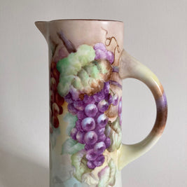Antique Imperial Austria Porcelain Pitcher: Hand-Painted Grape Motif, 1914-1918