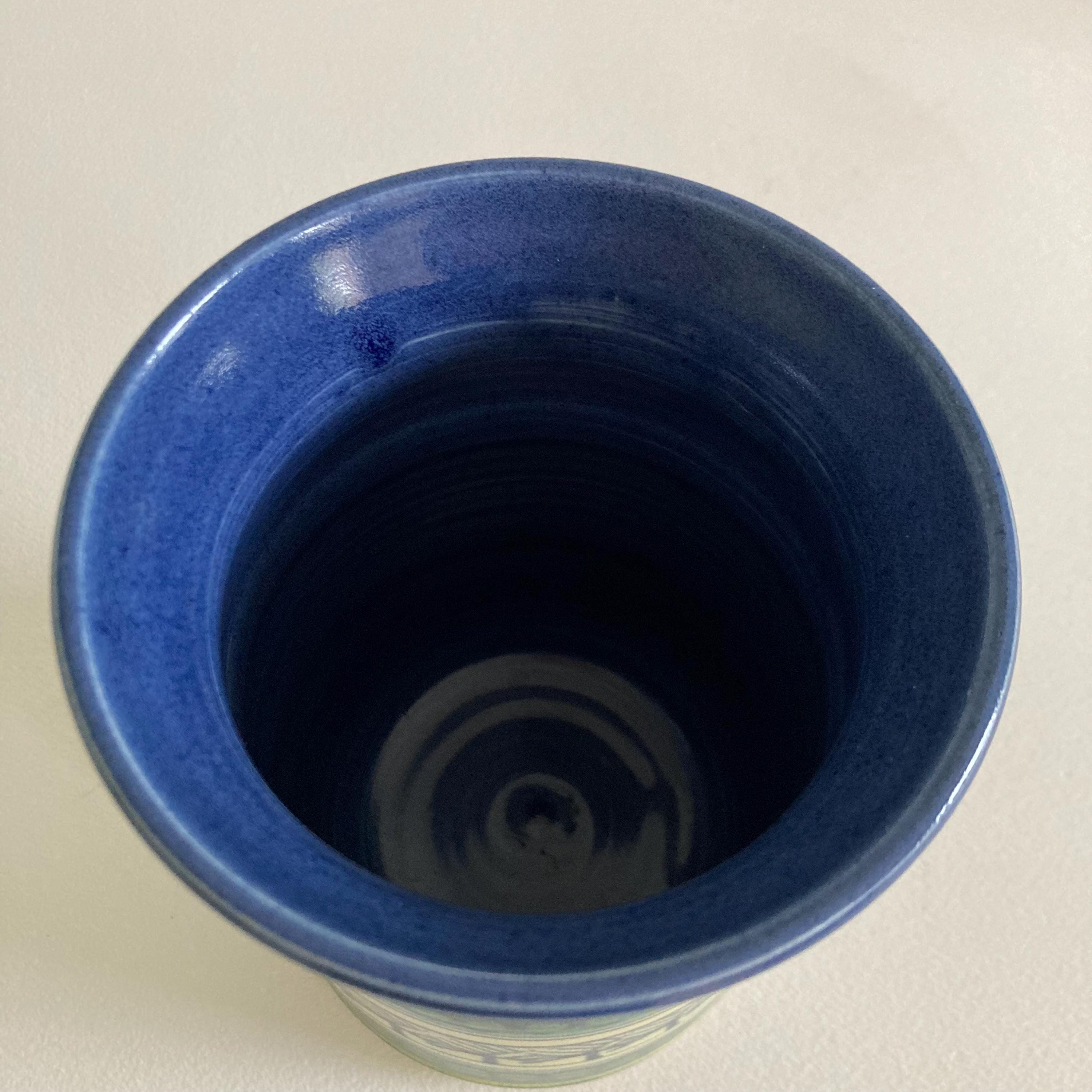 Studio Pottery Vase: Geometric Design, Artist Signed 'GB', Cabin Core