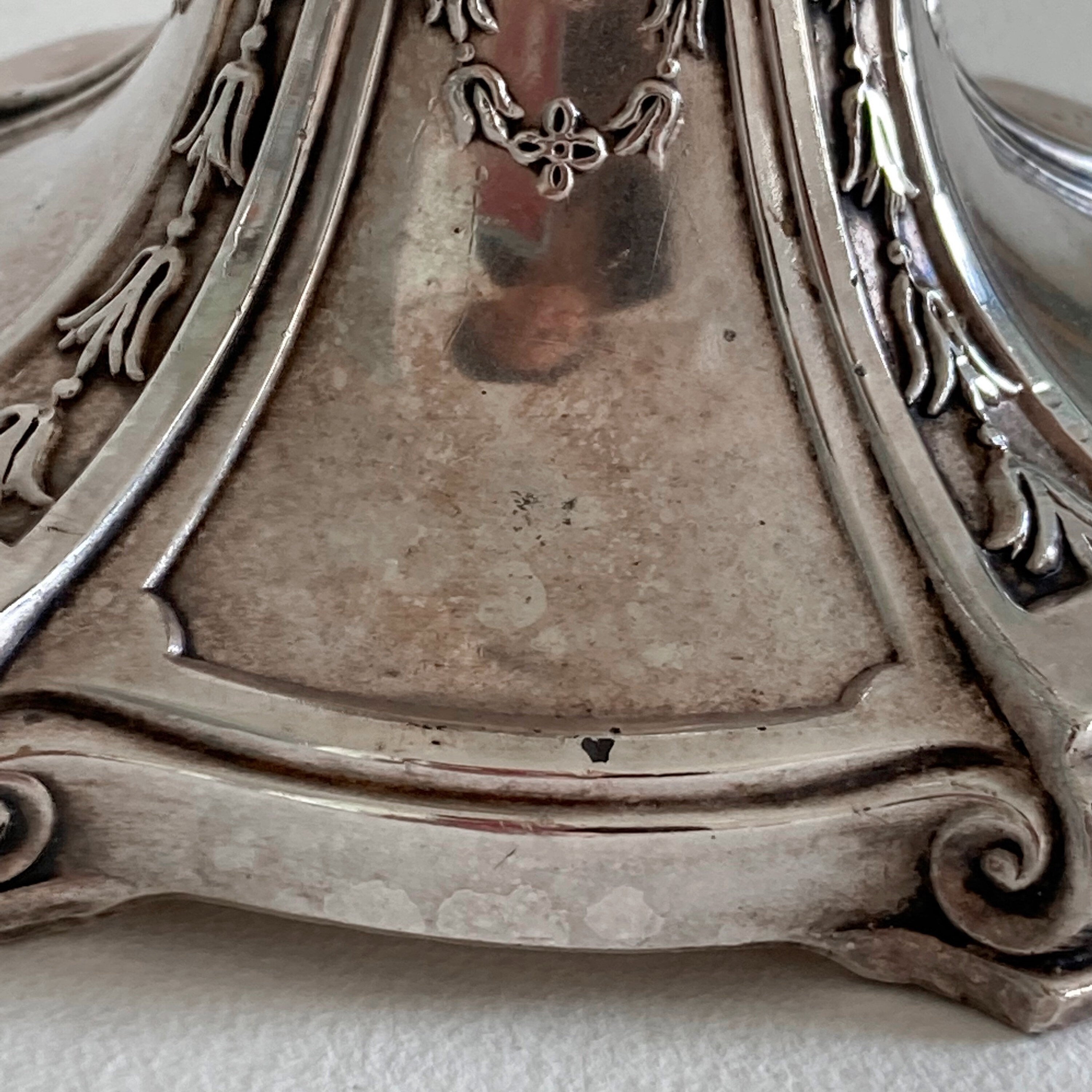 Edwardian Silver Plate Candlesticks - Floral Swag Design - Circa 1900