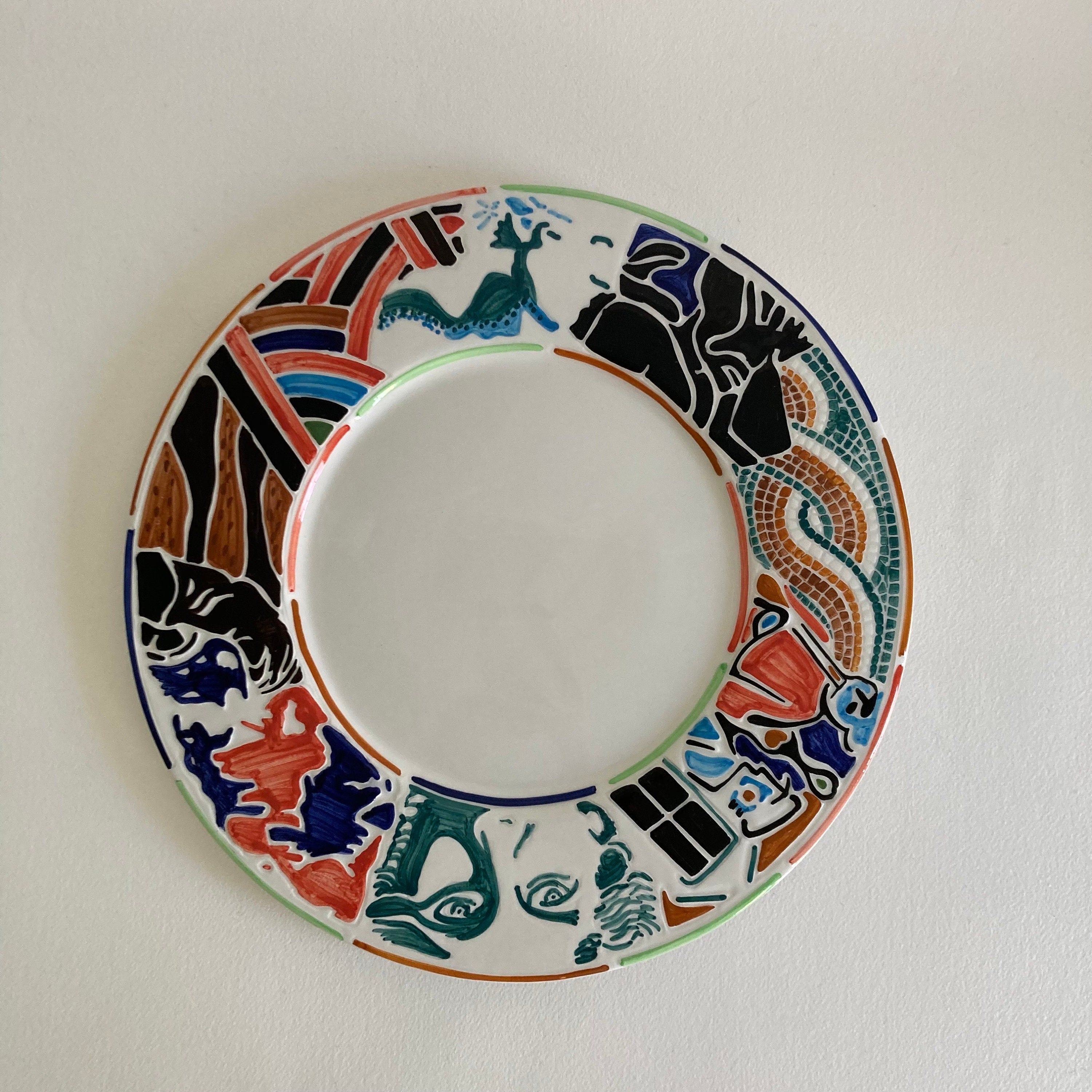 Hand Painted Vietri Plate: NC Museum of Art 50th Anniversary, Italy