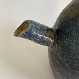 Artist Signed Studio Pottery Teapot: Mottled Blue Green Glaze, 20th Century