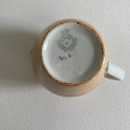1930s Peach Lusterware Creamer: Striped Ceramic Pitcher, Czechoslovakia