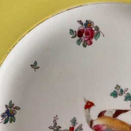 1920s Whieldon Ware Plates (Set of 3): Old Bow Bird & Floral Motif