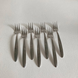 Vintage Mid Century Modern Stainless Steel Cocktail Forks - Set of 7