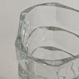 French Geometric Glass Vase: Cubist Modernist Design, Made in France