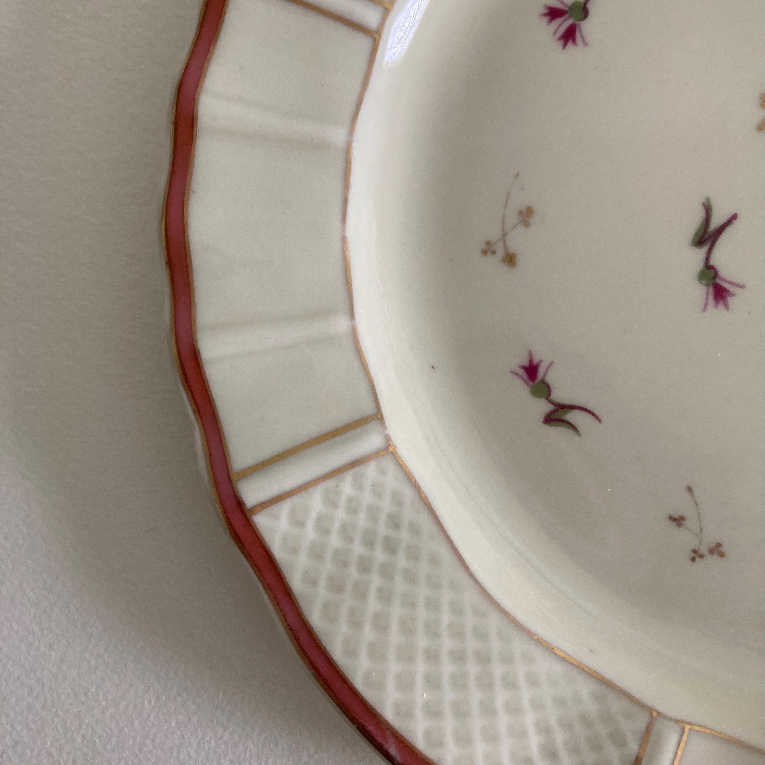 Vintage Limoges France Porcelain Salad Luncheon Plates - Set of 4 - Floral & Gold