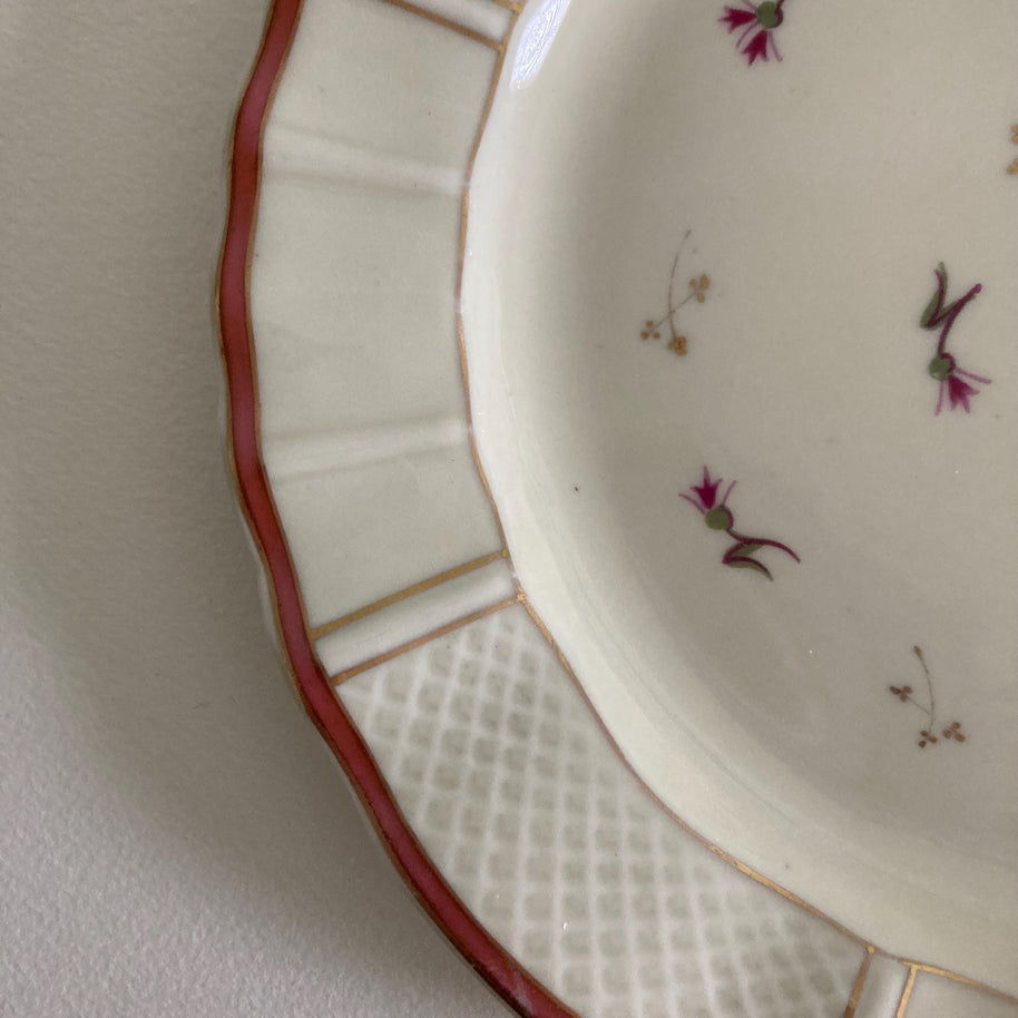 Vintage Limoges France Porcelain Salad Luncheon Plates - Set of 4 - Floral & Gold