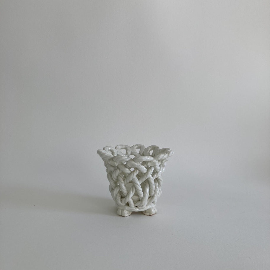 Vintage Goodfriend Ceramic Planter: Twisted Rope Design, High Gloss Glaze