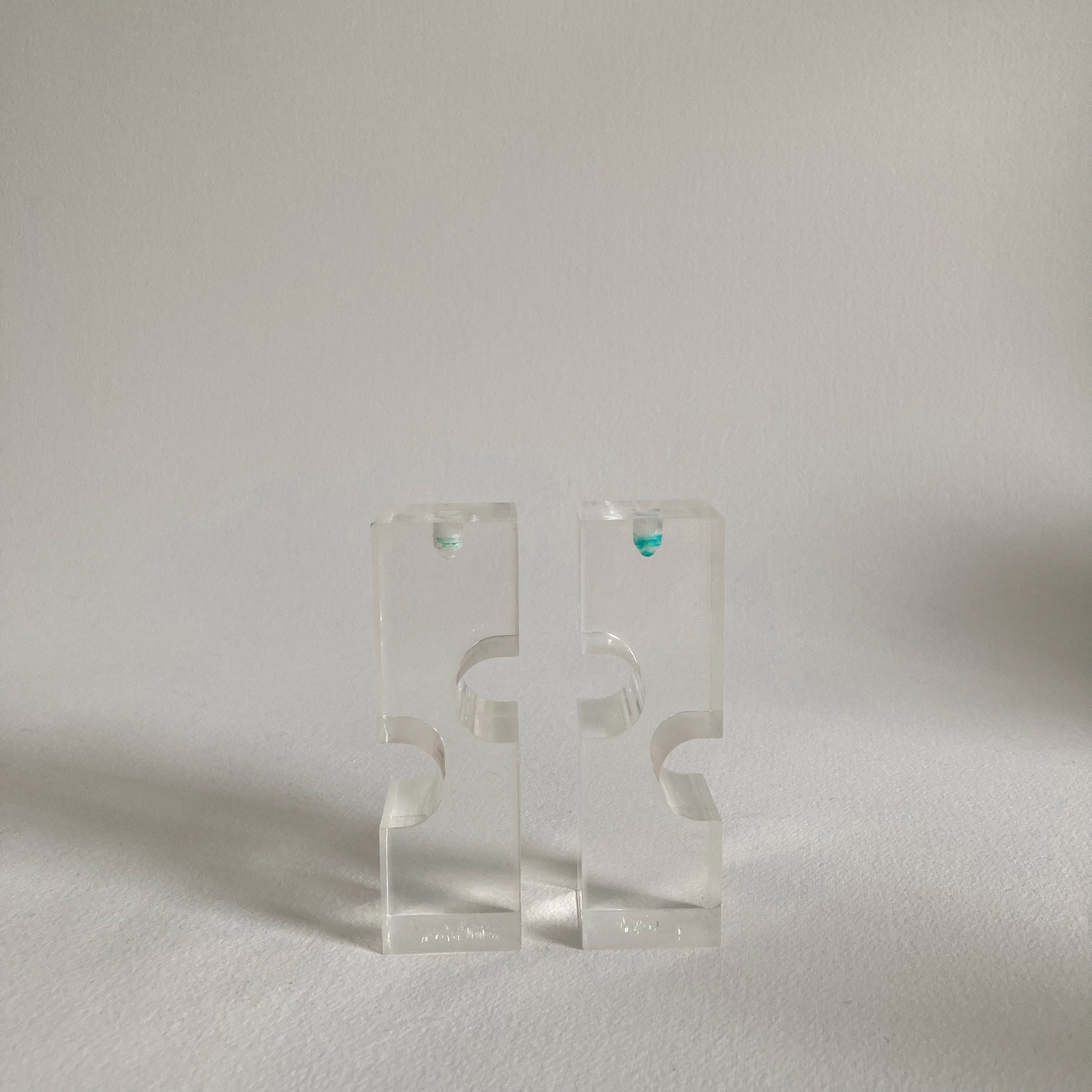 Vintage Memphis Style Acrylic Candleholders - Geometric Postmodern Set