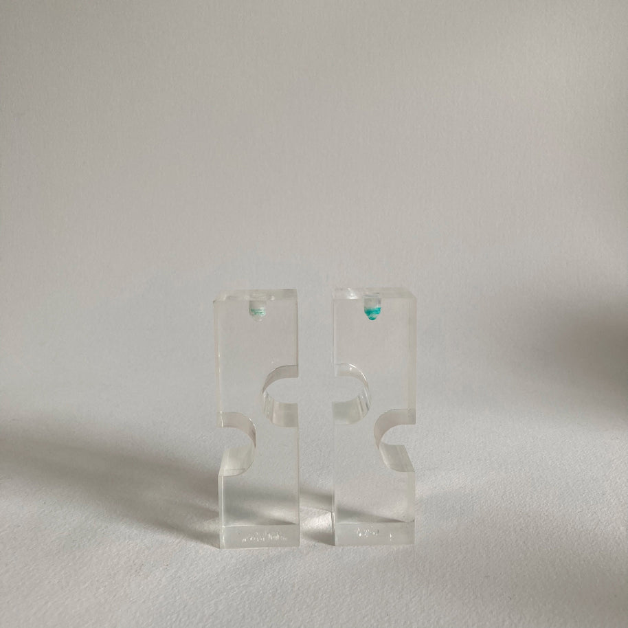 Vintage Memphis Style Acrylic Candleholders - Geometric Postmodern Set