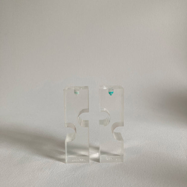 Vintage Memphis Style Acrylic Candleholders - Geometric Postmodern Set