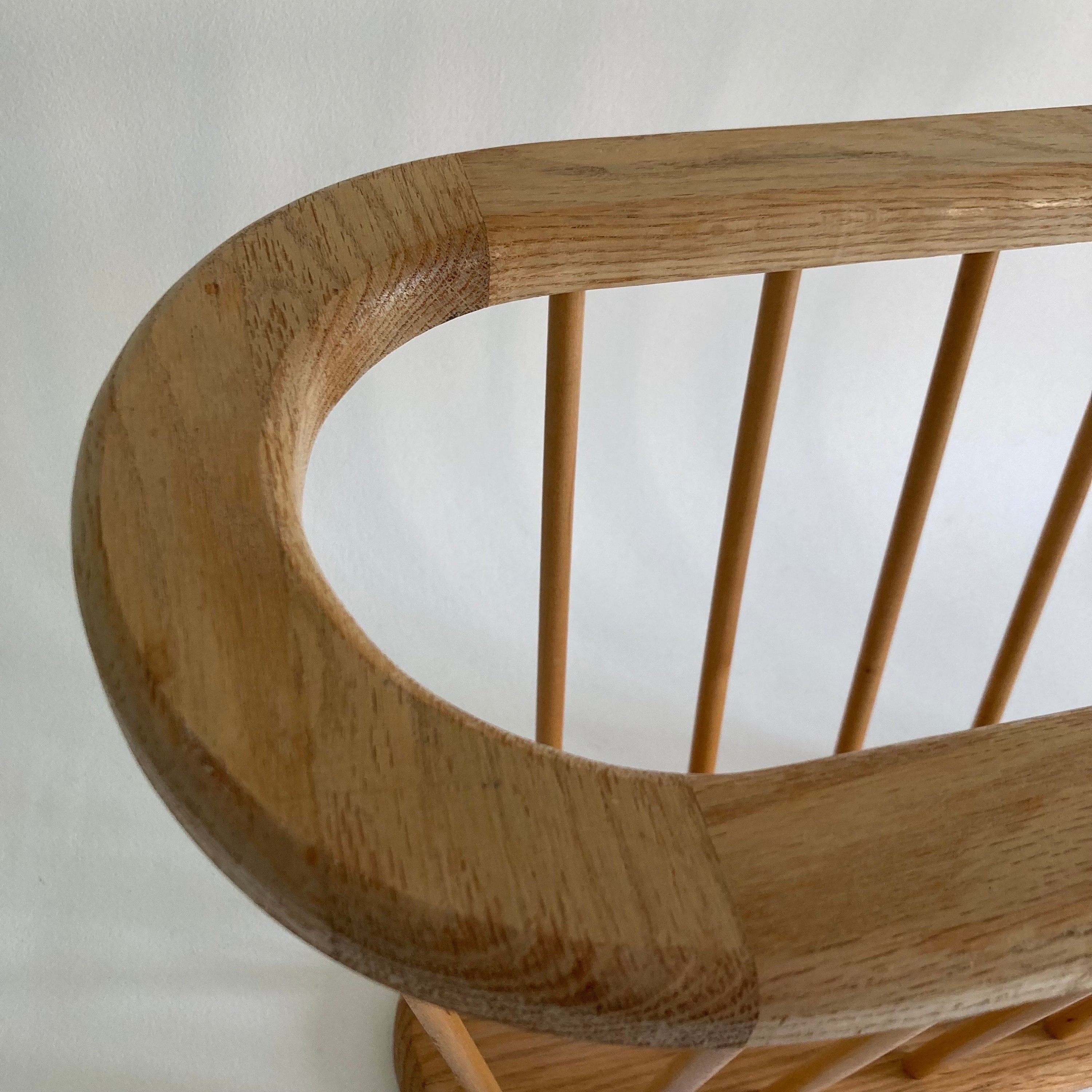 Vintage Spindle Magazine Rack - Blonde Wood Modern Design