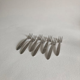 Vintage Mid Century Modern Stainless Steel Cocktail Forks - Set of 7