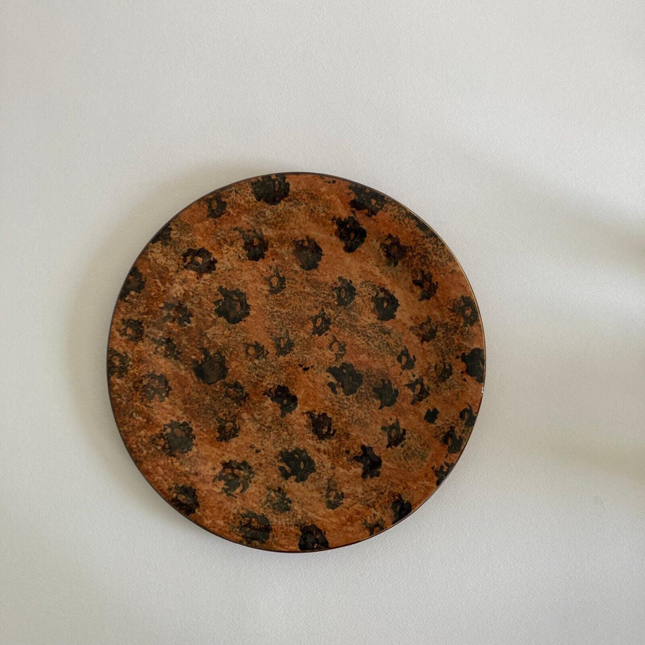 Ellen Evans Artist Signed Cheetah Print Decorative Plate - 1990s