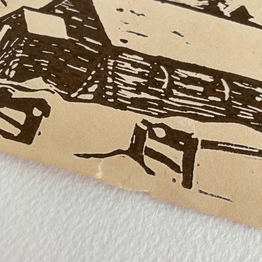 Vintage Alaskan Woodblock Print: St. Mark’s Church, Nenana, 1951
