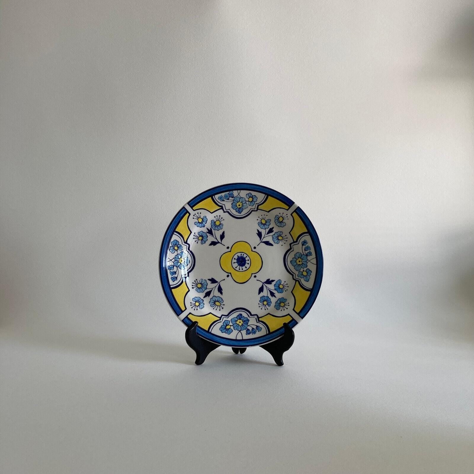 Tiffany & Co. ESTE CERAMICHE Made in Italy Decorative Plate, Blue Yellow Floral